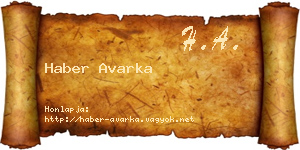 Haber Avarka névjegykártya